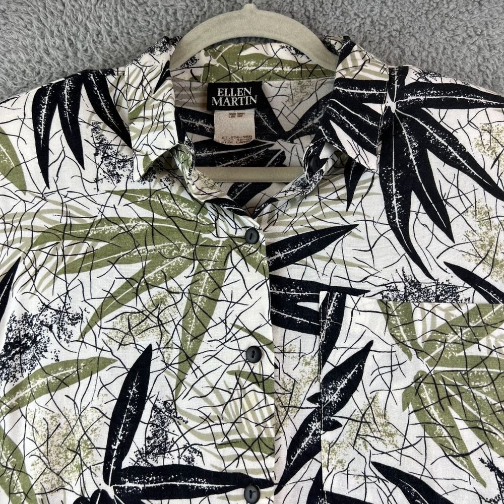 Vintage ellen martin 90s Retro Tropical Hawaiian Shirt Button Up Down Floral sz - Picture 2 of 8